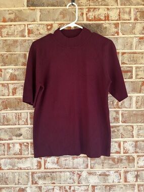 Preston & York Wine Short-Sleeve Mock Neck Sweater